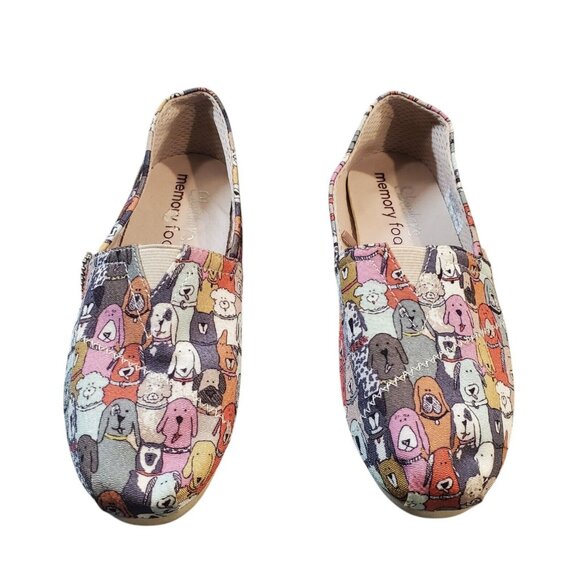 Sketcher Memory Foam Dog Party Shoes Size 5.5 Slip On Flats Multi Color Comfort - Picture 3 of 10